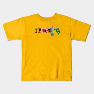 I Love Brazil Christ The Redeemer By Abby Anime(c) Kids T-Shirt